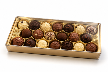 Verpackung für 20 Pralinen gold